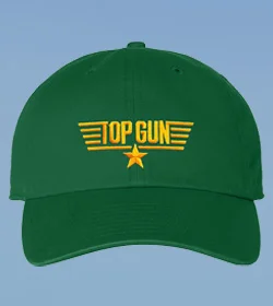 Green dad cap with direct embroidery